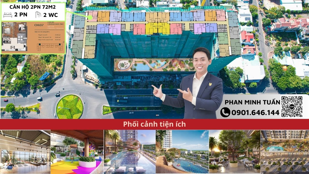 Dự án Vung Tau CenTre Point 2PN 72m2 tặng full nội thất cao cấp. Cam kết cho thuê 12 triệu/tháng miễn 2 năm phí quản lý