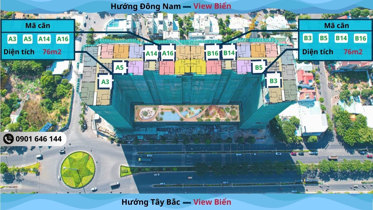 Mặt bằng căn hộ Vung Tau Centre Point 2 phòng ngủ 76m2, cam kết cho thuê 12 triệu/tháng, chiết khấu đến 18%