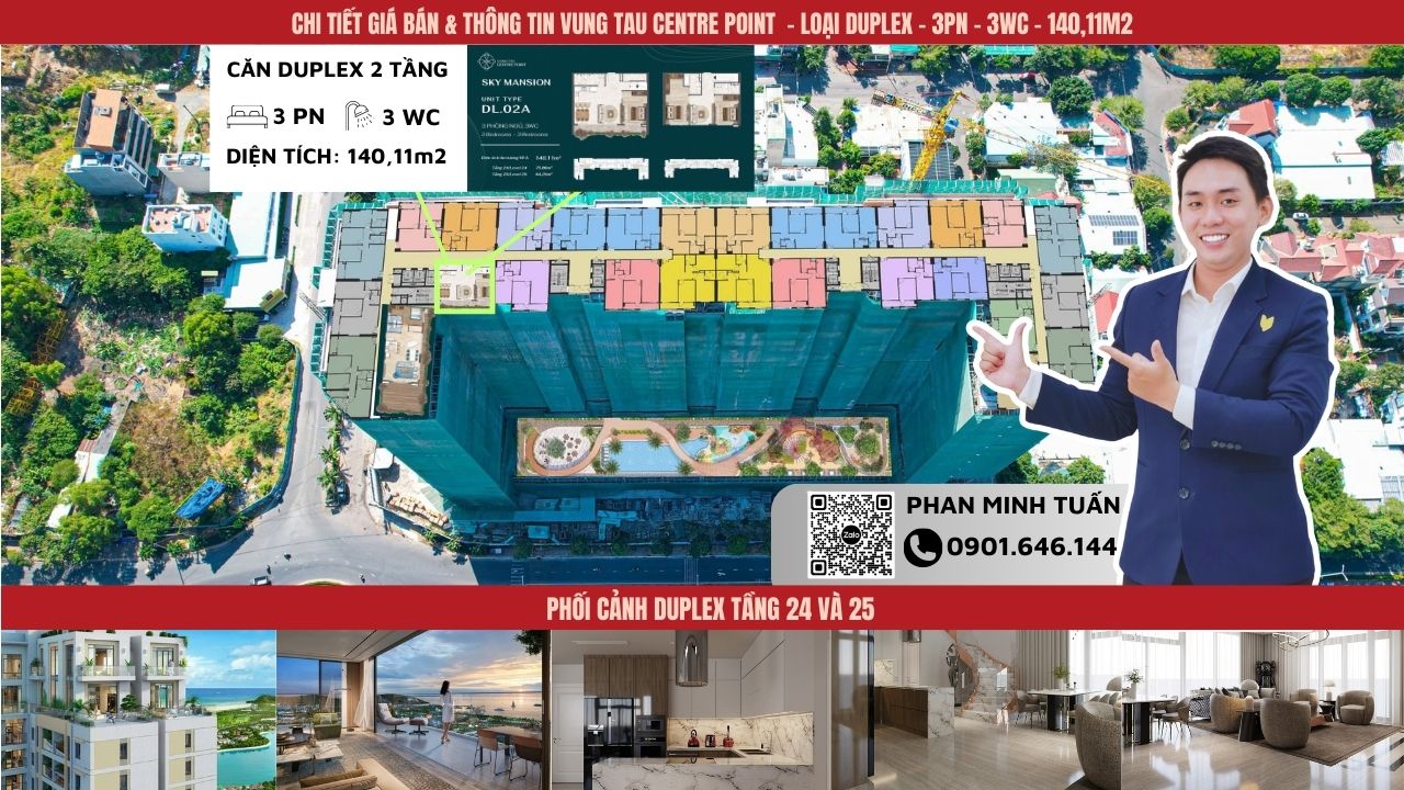 Penthouse Vung Tau CenTre Point Duplex 2 tầng 3PN diện tích 140m2 view biển 360 đẳng cấp thượng lưu phiên bản Limited