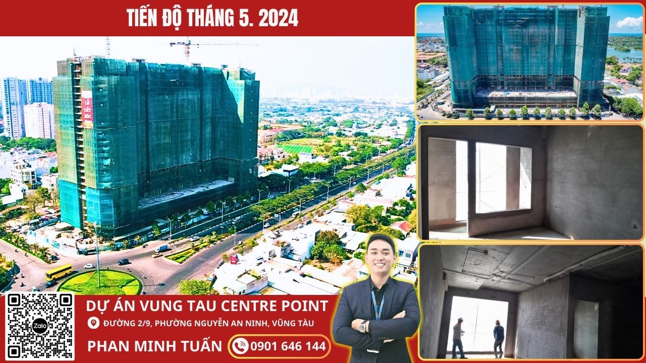 Tiến độ dự án Vung Tau CenTre Point mặt tiền đường 2 Tháng 9 bàn giao Full nội thất cam kết cho thuê 16 triệu/tháng