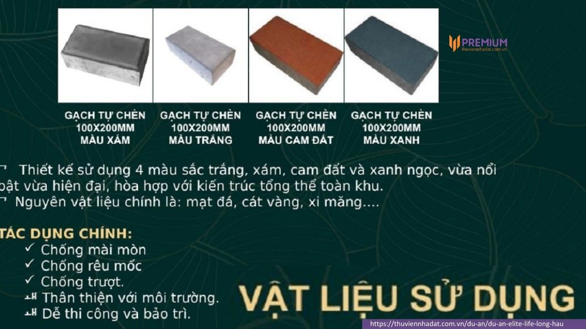 Vật liệu sử dụng tại Elite Life Cần Giuộc