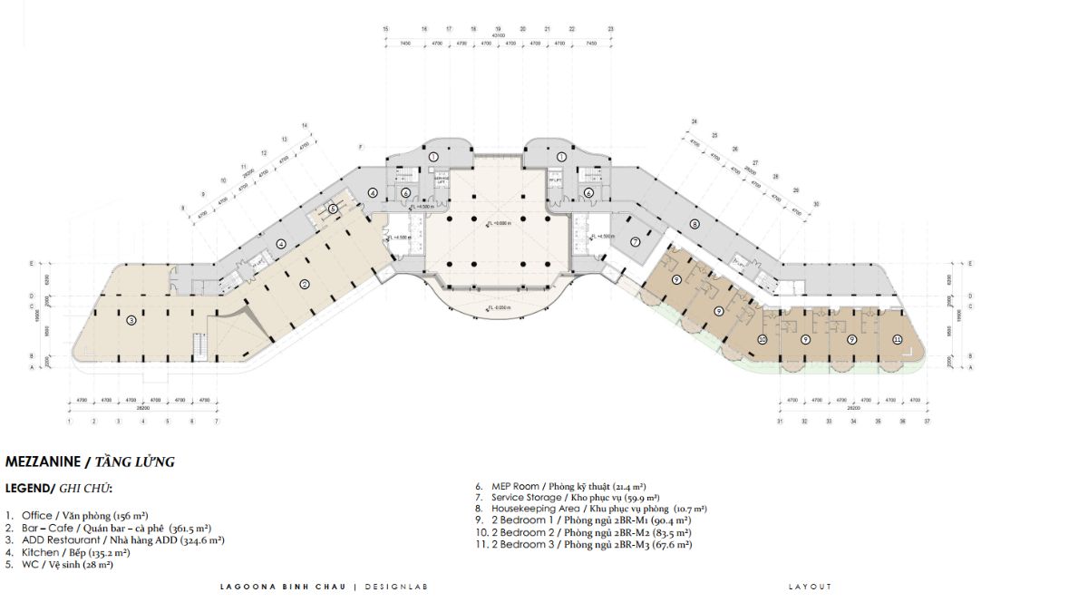 Mặt bằng tầng lửng Lagoona Resort Village Bình Châu Thư Viện Nhà Đất