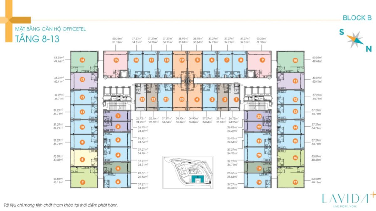 Mặt bằng tầng 8-13 Lavida plus quận 7