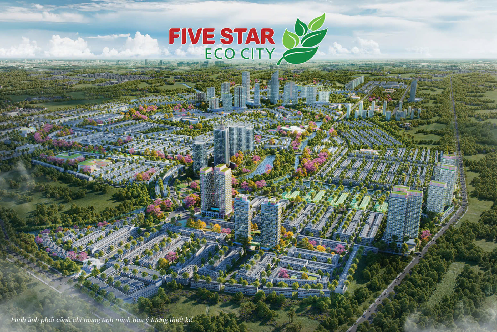 Phối cảnh tổng thể khu đô thị sinh thái Five Star Eco City