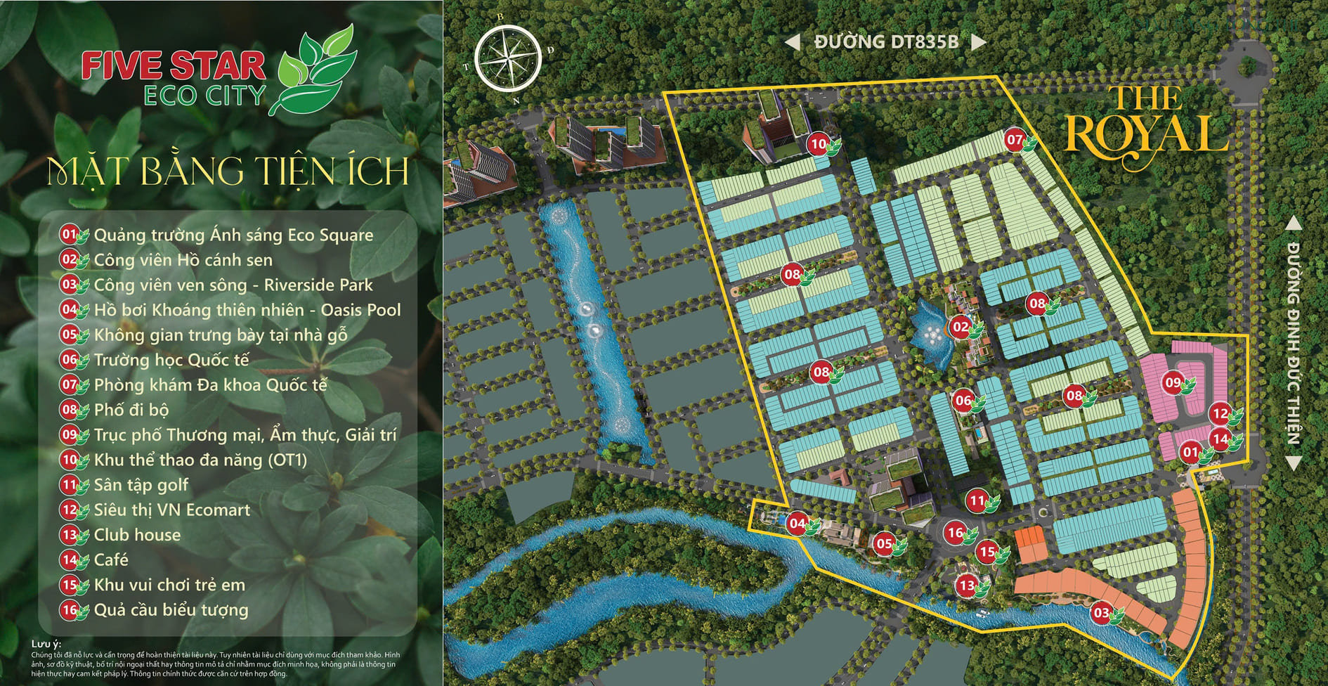 Sơ đồ mặt bằng hệ thống tiện ích nội khu Five Star Eco City