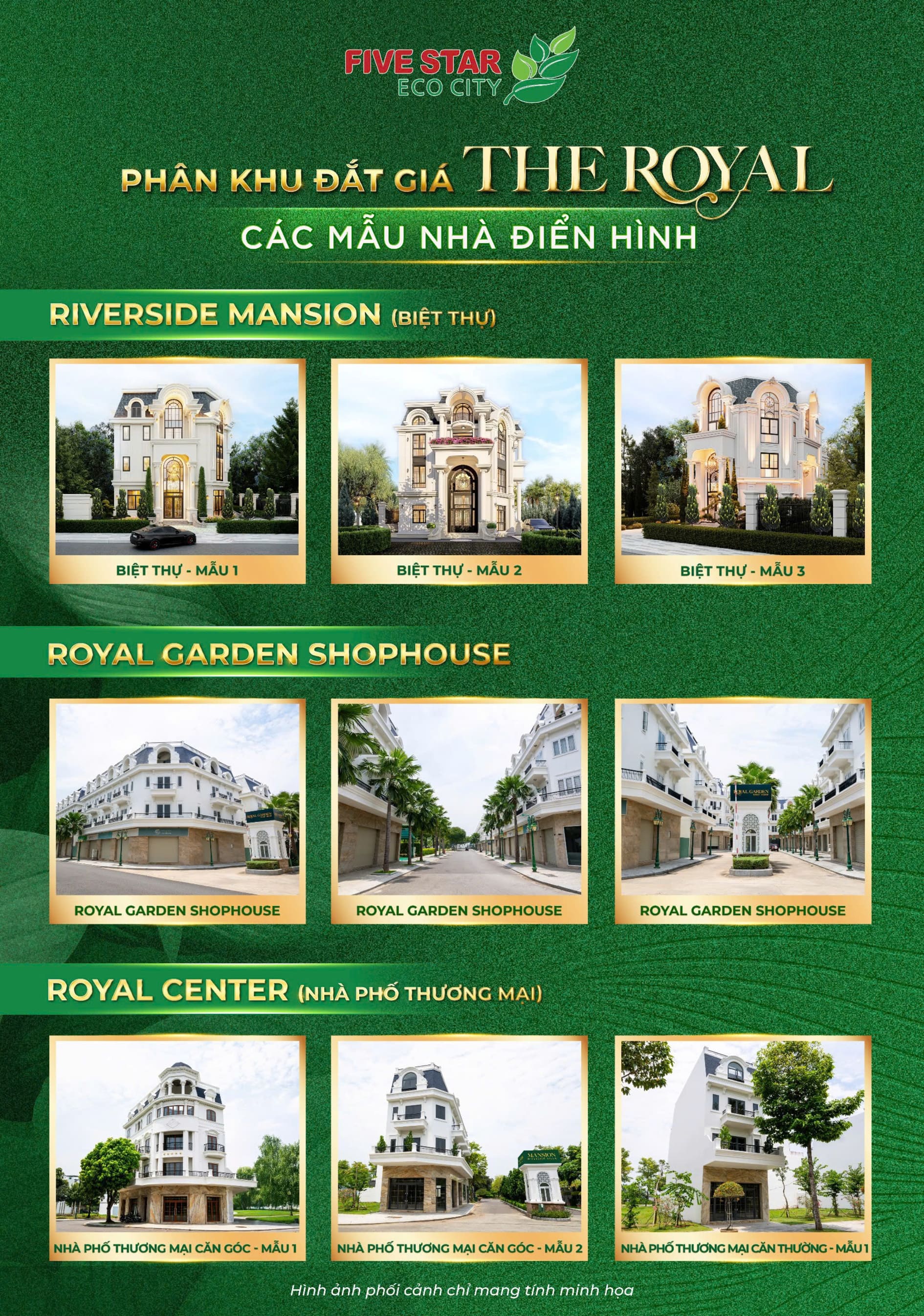 Phối cảnh thiết kế kiến trúc phân khu The Royal tại Five Star Eco City