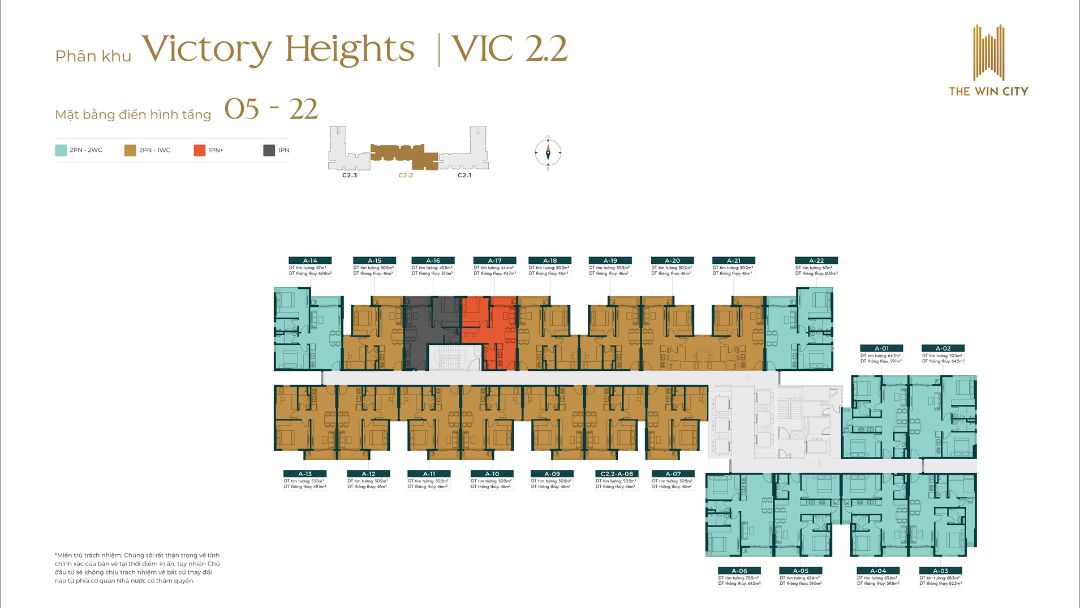 Mặt bằng chi tiết Block VIC 2.2 (Tầng 05-22)