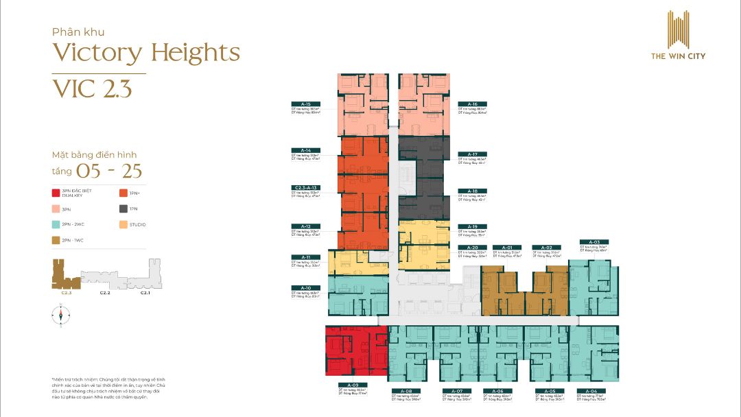 Mặt bằng chi tiết Block VIC 2.3 (Tầng 05-25)