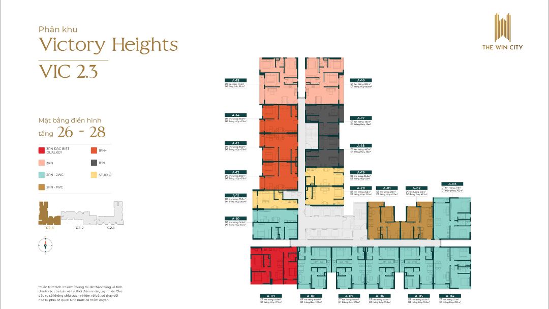 Mặt bằng chi tiết Block VIC 2.3 (Tầng 26-28)