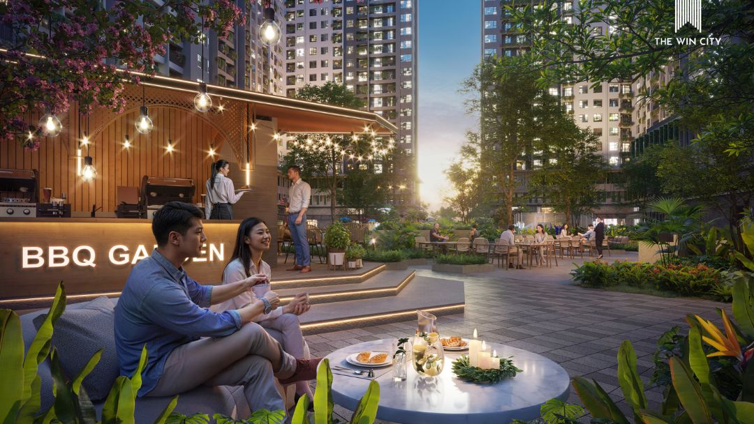 Phối cảnh khu BBQ ngoài trời Radiant tại The Win City