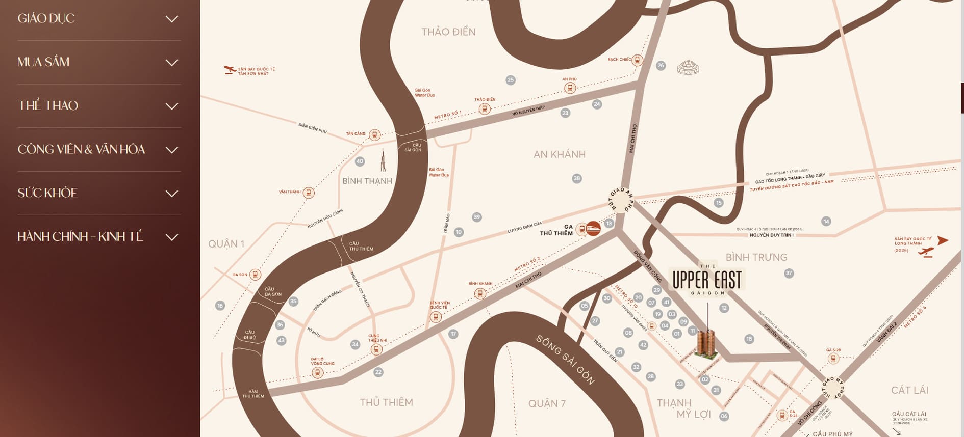 Sơ đồ vị trí kết nối giao thông chiến lược của The Upper East
